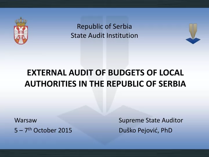 external audit of budgets of local authorities
