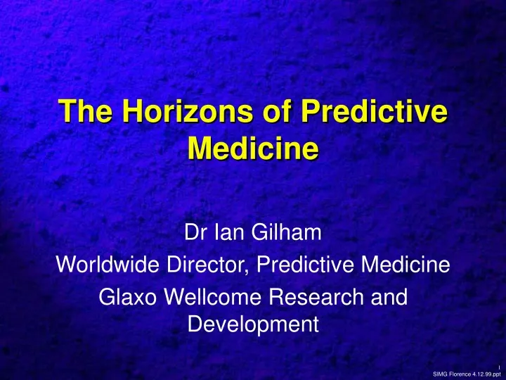the horizons of predictive medicine