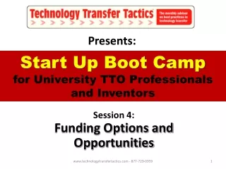 Start Up Boot Camp  for University TTO Professionals and Inventors