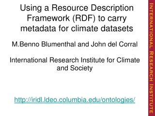 Using a Resource Description Framework (RDF) to carry metadata for climate datasets