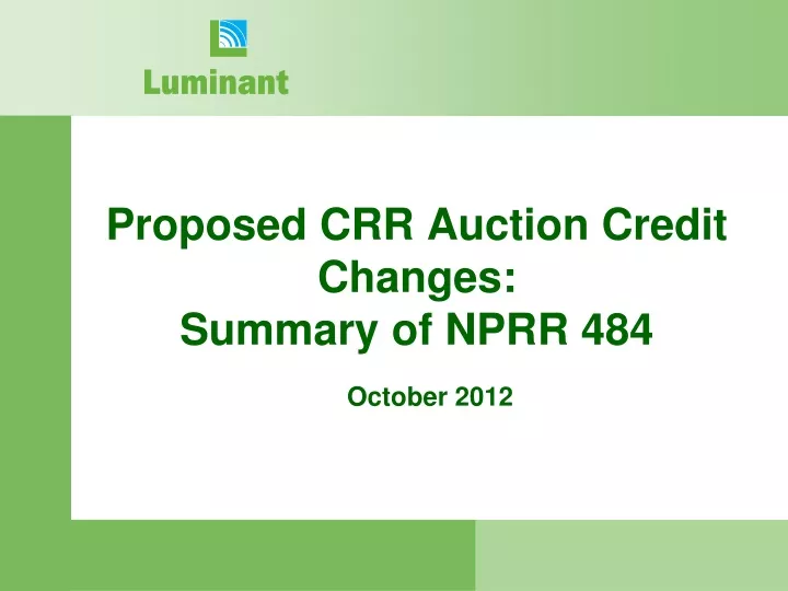 proposed crr auction credit changes summary of nprr 484