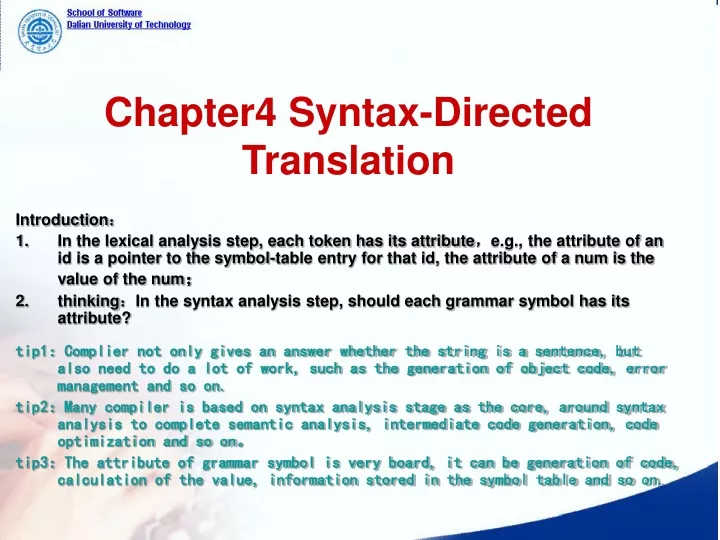chapter4 syntax directed translation