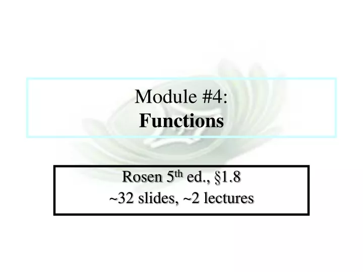 module 4 functions