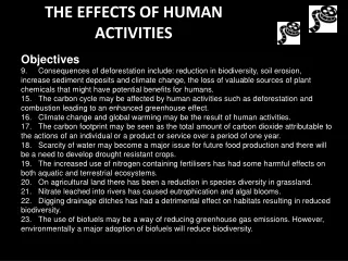 THE EFFECTS OF HUMAN ACTIVITIES