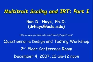Multitrait Scaling and IRT: Part I