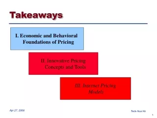 I. Economic and Behavioral    Foundations of Pricing
