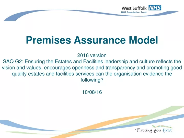 premises assurance model 2016 version
