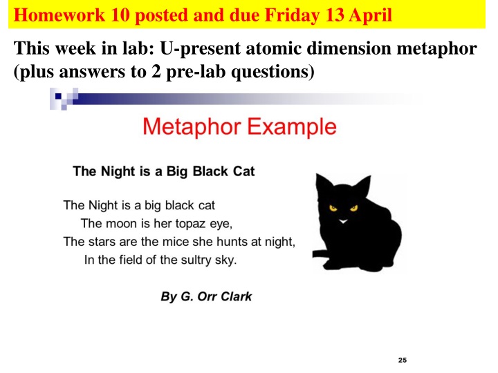 homework 10 posted and due friday 13 april