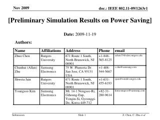 [Preliminary Simulation Results on Power Saving]