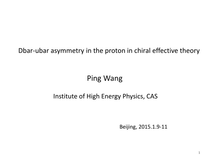 dbar ubar asymmetry in the proton in chiral