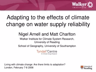 Adapting to the effects of climate change on water supply reliability