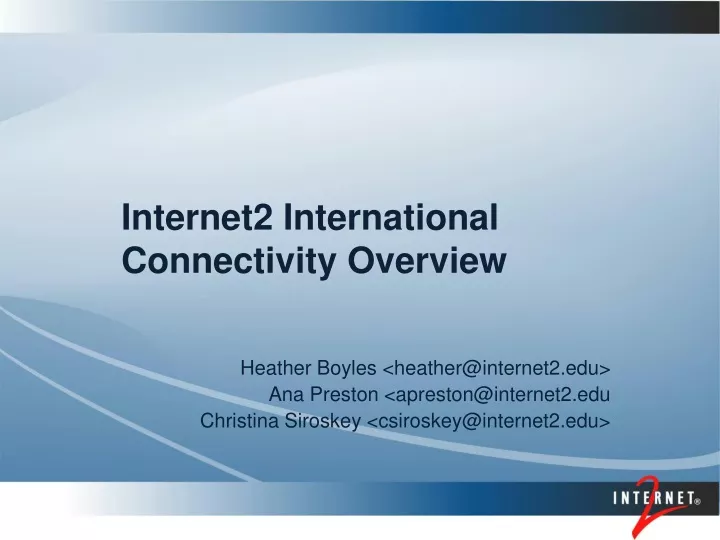 internet2 international connectivity overview