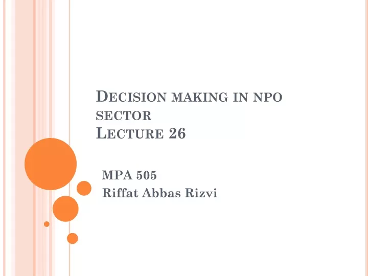 decision making in npo sector lecture 26