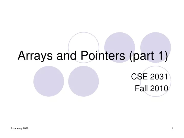arrays and pointers part 1