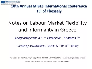 10th Annual MIBES International  Conference TEI of Thessaly