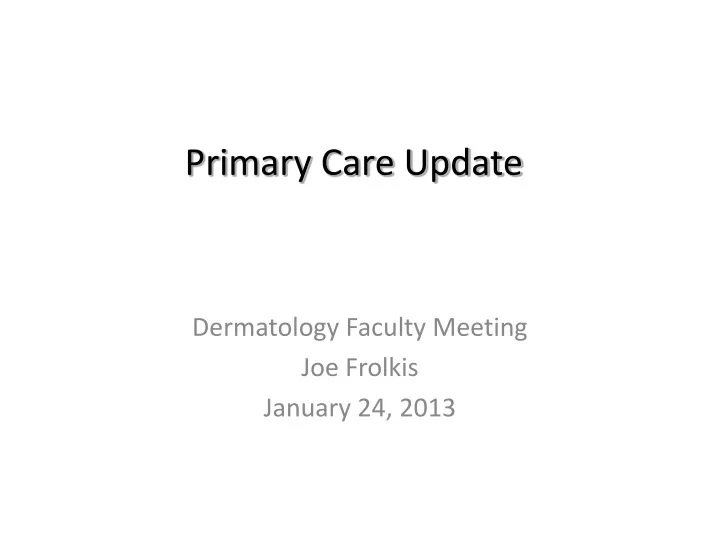 primary care update