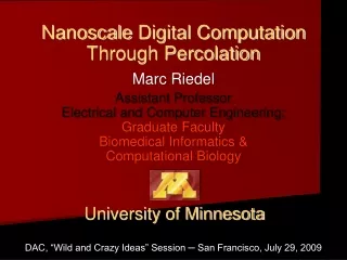 Nanoscale  Digital Computation Through Percolation