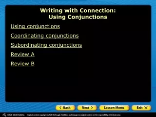 Writing with Connection:  Using Conjunctions