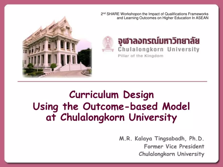 curriculum design using the outcome based model at chulalongkorn university