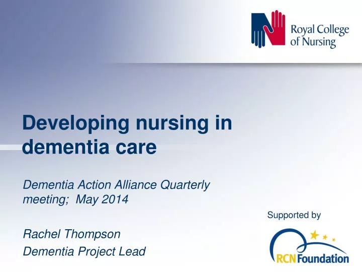 developing nursing in dementia care