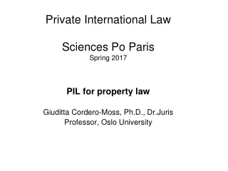 Private International Law Sciences Po Paris Spring 2017