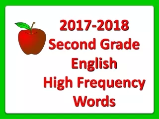 2017-2018 Second Grade English High Frequency Words