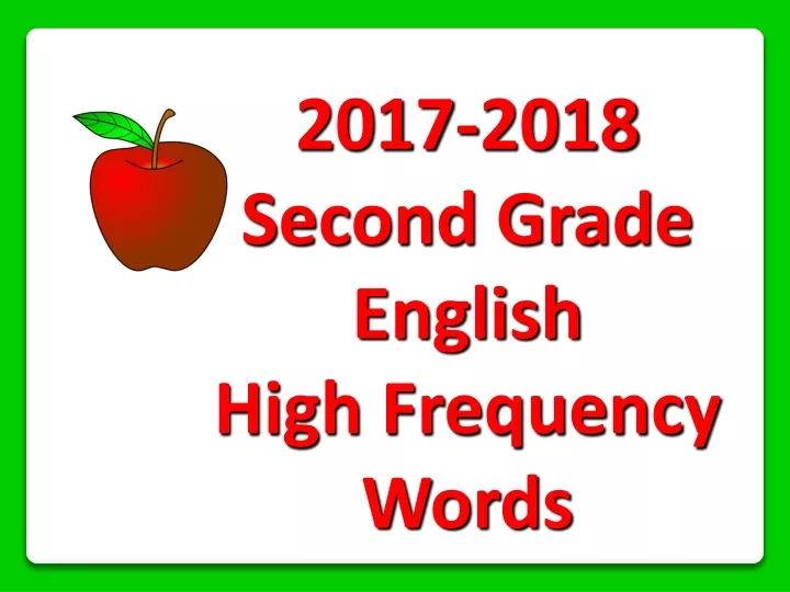 2017 2018 second grade english high frequency words