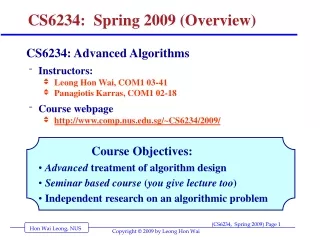 CS6234:  Spring 2009 (Overview)