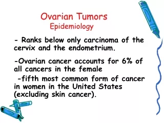 Ovarian Tumors Epidemiology