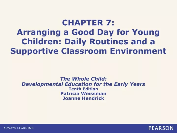 chapter 7 arranging a good day for young children