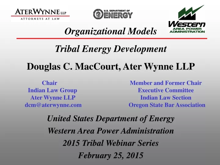 organizational models tribal energy development