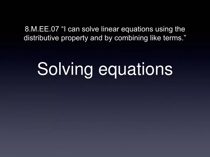 solving equations