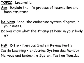 TOPIC :  Locomotion Aim :  Explain the life process of locomotion and bone structure.