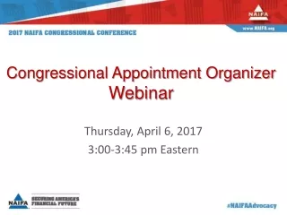 Congressional Appointment Organizer Webinar