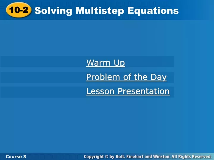 solving multistep equations