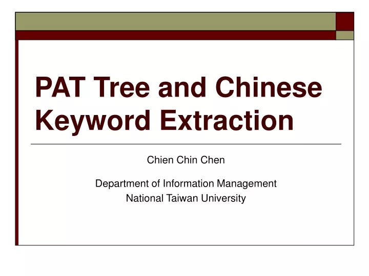 pat tree and chinese keyword extraction