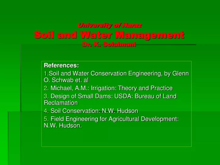 university of haraz soil and water management dr k solaimani