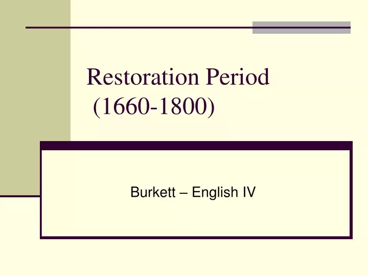 restoration period 1660 1800