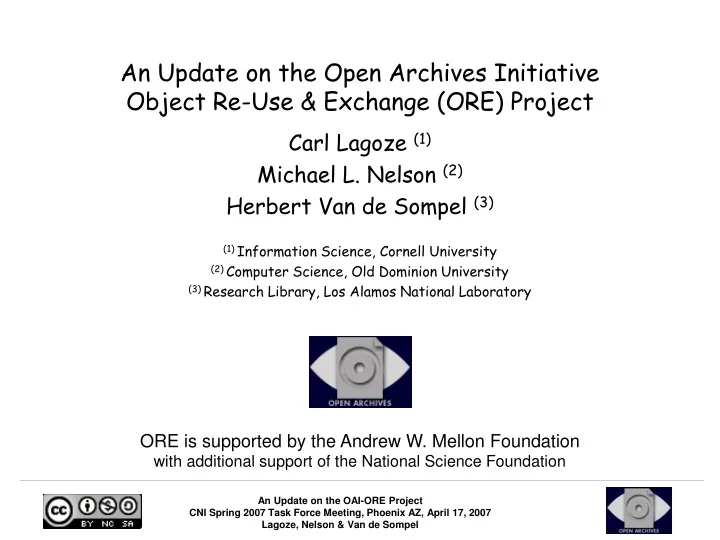 an update on the open archives initiative object