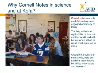 Why Cornell Notes in science and at Kofa?
