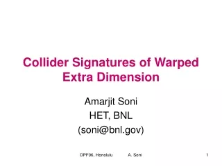 Collider Signatures of Warped  Extra Dimension