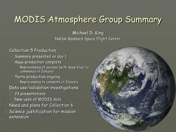 modis atmosphere group summary