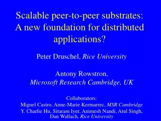 Scalable peer-to-peer substrates: A new foundation for distributed applications?