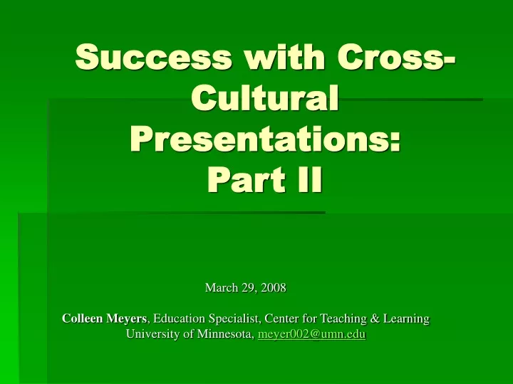 success with cross cultural presentations part ii