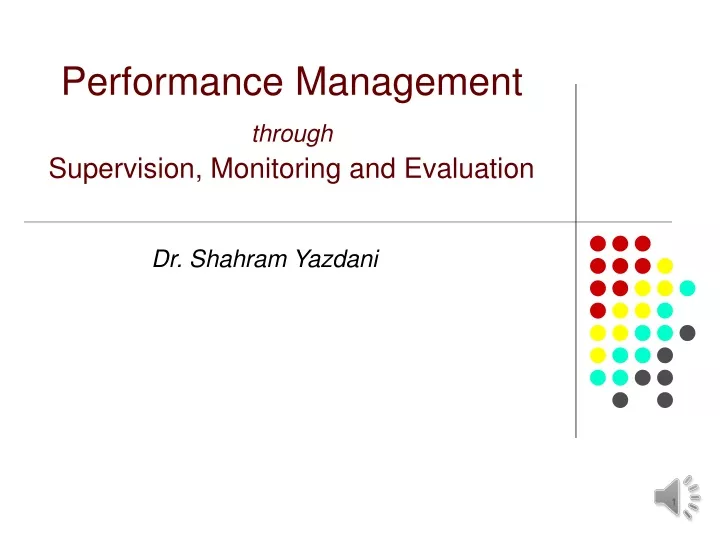 performance management through supervision monitoring and evaluation