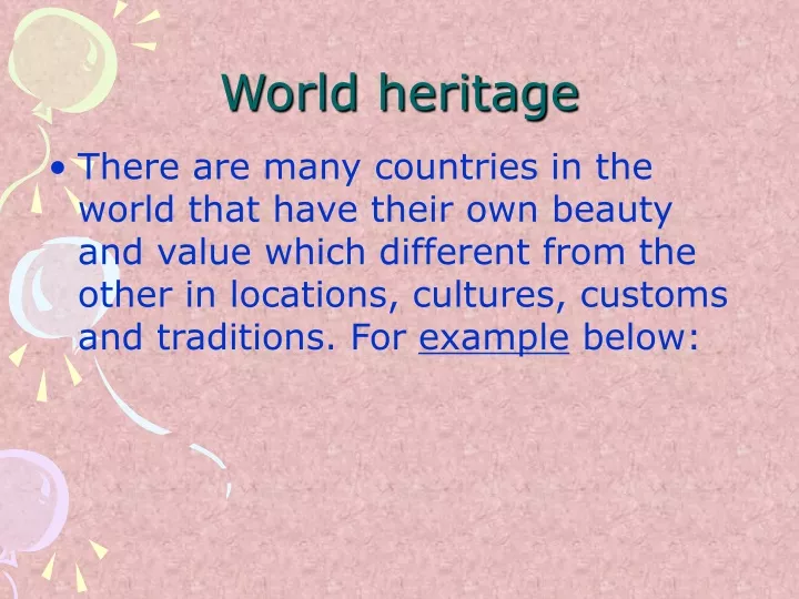 world heritage