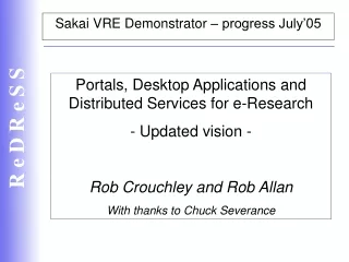 Portals, Desktop Applications and Distributed Services for e-Research - Updated vision -