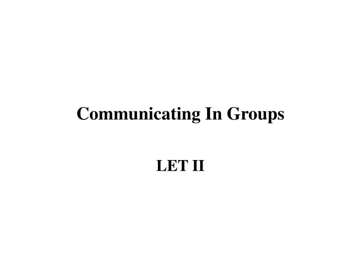 communicating in groups