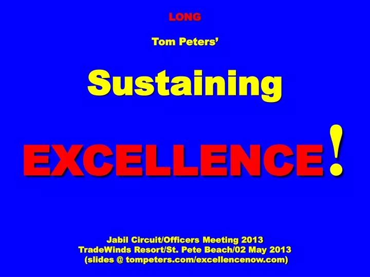 long tom peters sustaining excellence jabil