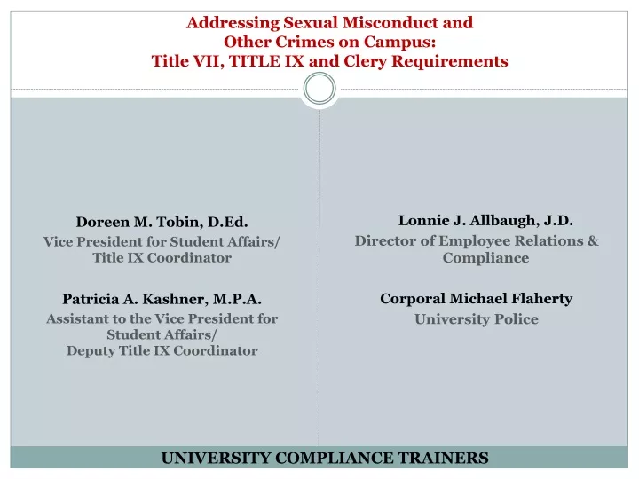 addressing sexual misconduct and other crimes on campus title vii title ix and clery requirements